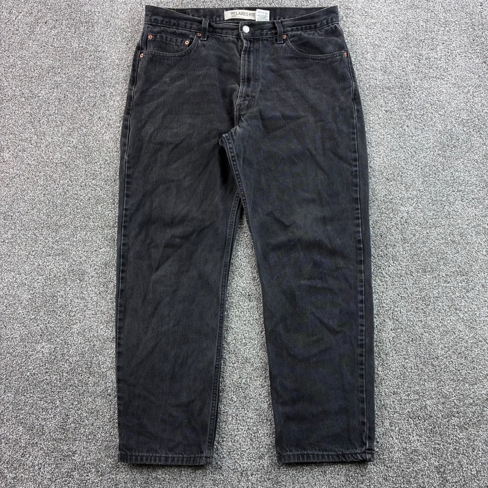 Vintage Y2K Levi's 550 Jeans Mens 36x30 Black Dark Wash Denim Baggy Leg Relaxed
